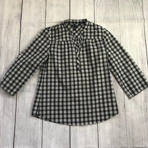 Lucky Brand Navy Plaid Button Down Top